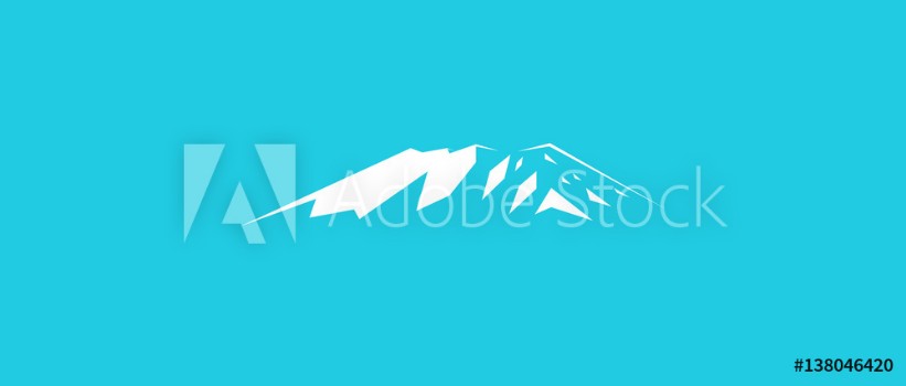 Picture of Snow mountains peak Kilimanjaro logo Blue background